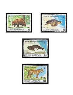 SELO FAUNA GRECIA ANIMAIS DIVS 1990 4 VALORES - comprar online