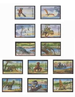 SELO FAUNA GUYANA ANIMAIS PRÉ HISTORICOS 12 VALORES - comprar online