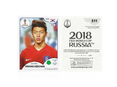 FIGURINHA COPA FIFA 2018 KOREA REPUBLIK HWANG HEECHAN Nº 511