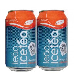 LATA VAZIA REFRIGERANTE LEÃO ICETEA SABOR PÊSSEGO 340 ML ALUMÍNIO BRAZIL