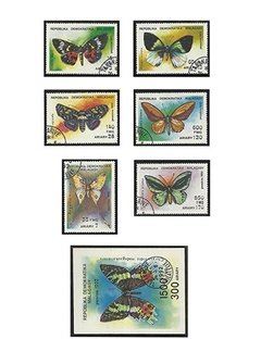 SELO FAUNA MADAGASCAR BORBOLETAS 1992 6 VALORES E 1 BLOCO