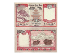 CÉDULA NEPAL ANO 2008 5 RUPEES