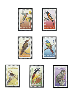 SELO FAUNA NICARAGUA PASSAROS 1986 7 VALORES