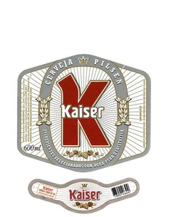 ROTULO KAISER CERVEJA PILSEN 600 ML BRAZIL