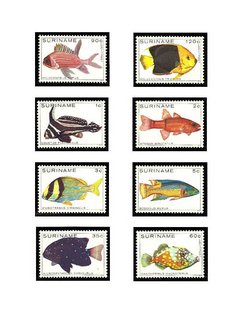 SELO FAUNA SURINAME PEIXES 1979 8 VALORES - comprar online