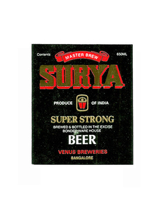 ROTULO SURYA BEER MASTER BREW 650 ML INDIA - comprar online