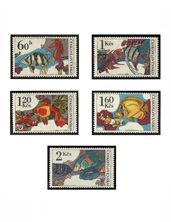 SELO FAUNA TCHECOS LOVAKIA PEIXES 1975 5 VALORES - comprar online