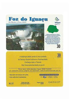 TELEFÔNICO TELEPAR 2000 30 UNIDADES CIDADES DO PARANÁ "FOZ DO IGUAÇU"