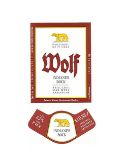 ROTULO WOLF INDIANER BOCK 0,33 L GERMANY - comprar online