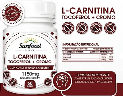 L-CARNITINA TOCOFEROL+CROMO 1150MG COM 60CAPS SUNFOOD