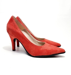 Stilettos gamuzado rojo taco 8 cm SALE