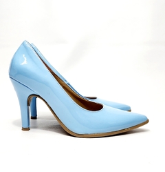 Stilettos charol celeste taco 8 cm SALE - comprar online