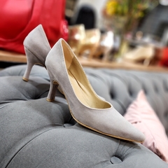 Stilettos gamuzado gris claro taco 6,5 cm - comprar online