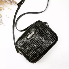 Bandolera Jazmin croco charol negro - comprar online