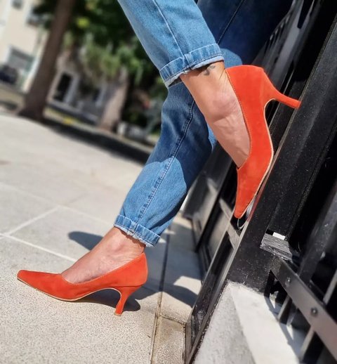 Stilettos gamuzado naranja nueva colección