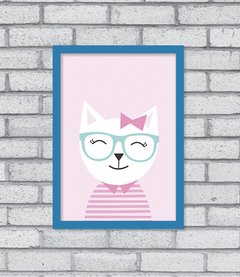 Quadro Hipster Kitty Menina na internet