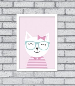 Quadro Hipster Kitty Menina