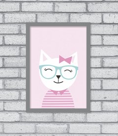 Quadro Hipster Kitty Menina - Pendurama Quadros e Artigos de Decoração