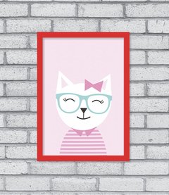 Quadro Hipster Kitty Menina - Pendurama Quadros e Artigos de Decoração