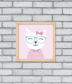 Quadro Hipster Kitty Menina - Pendurama Quadros e Artigos de Decoração