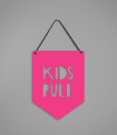 Plaquinha Kids Rule em Acrílico - Pendurama Quadros e Artigos de Decoração