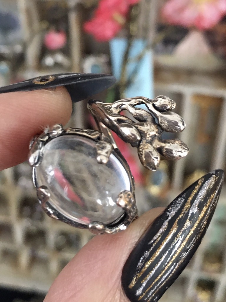Anillo Arbol II Cuarzo cristal Metal Blanco