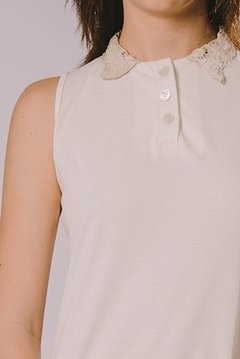Sleeveless polo dress with renaissance lace collar - buy online