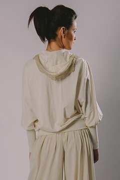 Blouse with bat sleeves and hood in lace - buy online