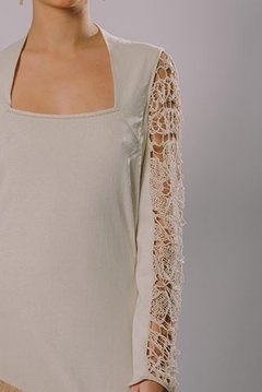 Long sleeve file lace dress - buy online