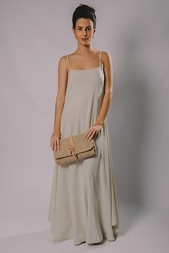 Long knitted dress with spaguetti straps