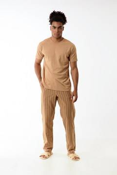 Striped trousers waist with elastic