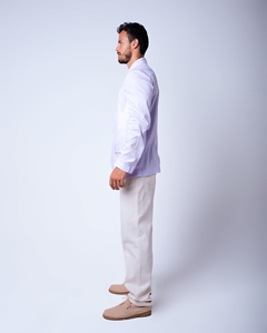 Camisa tricoline com bolsos estilo blazer na internet