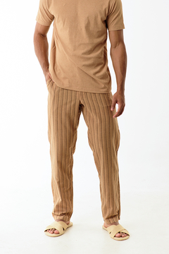 Striped trousers waist with elastic on internet