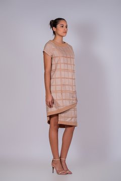 Asymmetric dress in jacquard