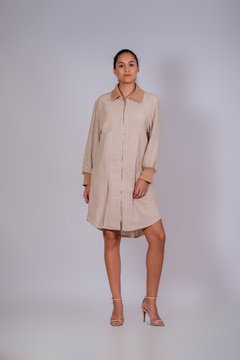 Coat-style dress made in manual tear