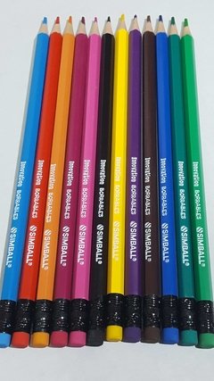Lápices de colores borrables x12 largos con goma SIMBALL INNOVATION - Librería . Gráfica Antelo