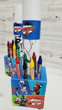 Caja cubo 6x6x6 + 6 crayones + 6 dibujos para pintar - comprar online