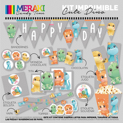 CUTE DINO Kit Imprimible. No personalizado . Entrega inmediata