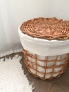 Cesto mimbre con funda de lienzo (25 cm alto x 29 cm diámetro)
