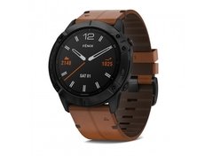 Garmin fēnix 6X Multisport GPS Watch - Sapphire Editions - black / brown leather