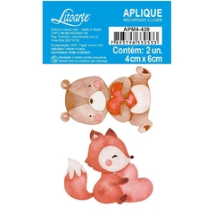 Aplique Litoarte - Amor aquarela Urso e Raposa (APM4-439)