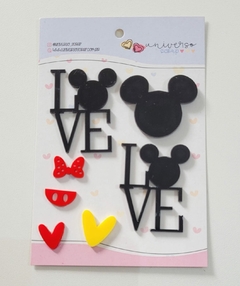 Cartela de recortes acrilicos - Love Mickey