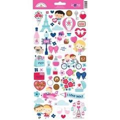 Cartela de adesivos French Kiss - Doodlebug