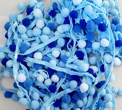 Fita pompom tons de Azul