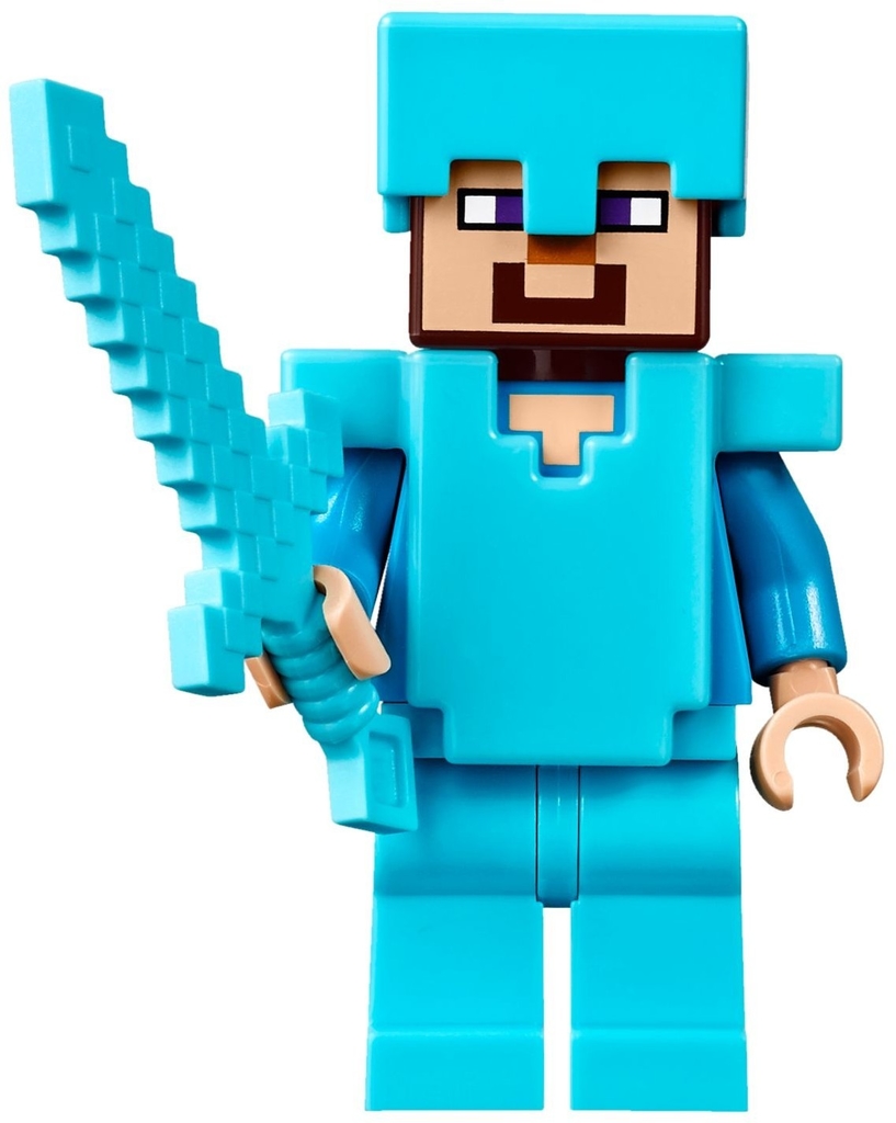 Boneco Minecraft Steve De E Cavalo Com Armadura De Diamante