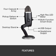 Micrófono Blue Yeti X Condensador Multipatrón Y Estéreo Negro en internet