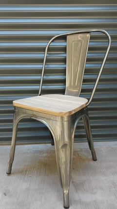 3010M-PU Silla tolix con asiento de madera galvanizada pulida - comprar online