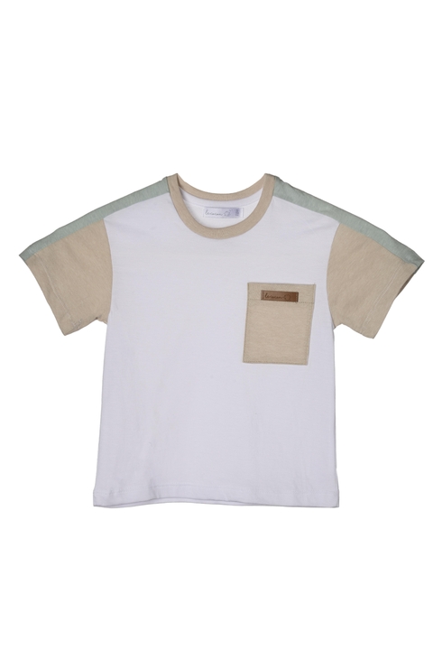 Remera Elthon Blanco y Aqua