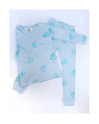 MiniJota: Pijama Ardillas Celeste Largo - tienda online