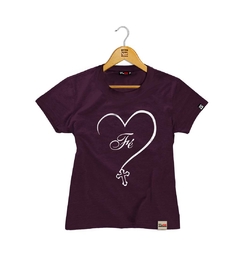 Camiseta Baby Look Fé No Coração - comprar online